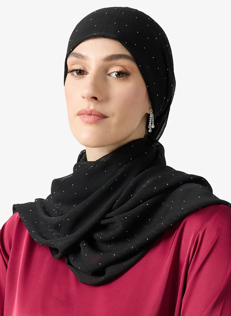 Khizana  Embellished Rhinestone Silver Detail Modest Hijab Headscarf for Women | Best Price UAE